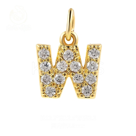 Brass Cubic Zirconia Pendants with Jump Rings FIND-PW0024-09W-1