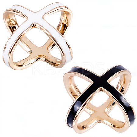 2Pcs 2 Colors Alloy Enamel Scarf Ring Clip for Women AJEW-CY0001-71-1