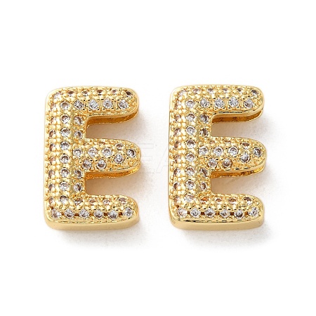 Rack Plating Brass Micro Pave Cubic Zirconia Slide Charms LS-KK-C084-34G-E-1