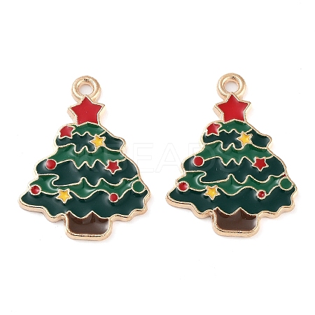 Christmas Theme Barrel Plating Alloy Enamel Pendants PALLOY-S192-01KCG-02-1