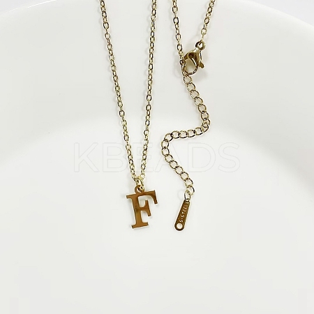 304 Stainless Steel Letter Pendant Necklaces NJEW-WH0027-26F-G-1