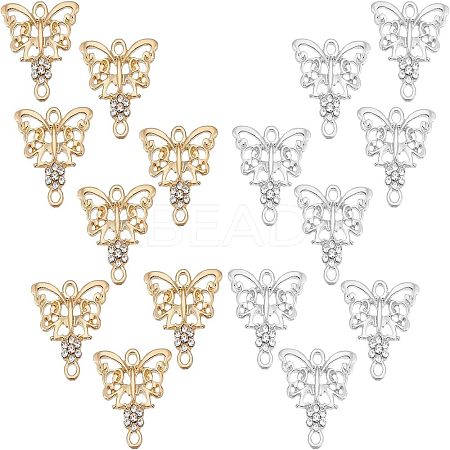 32Pcs 2 Colors Alloy Crystal Rhinestone Links/Connectors ALRI-FH0001-03-1