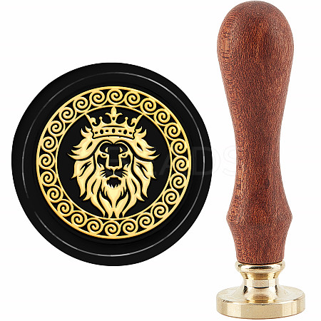 Brass Wax Seal Stamp with Handle AJEW-WH0184-0779-1