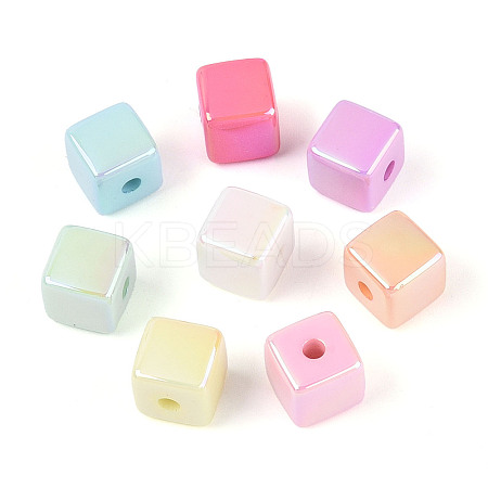 UV Plating Opaque Acrylic Beads PACR-N017-03-1