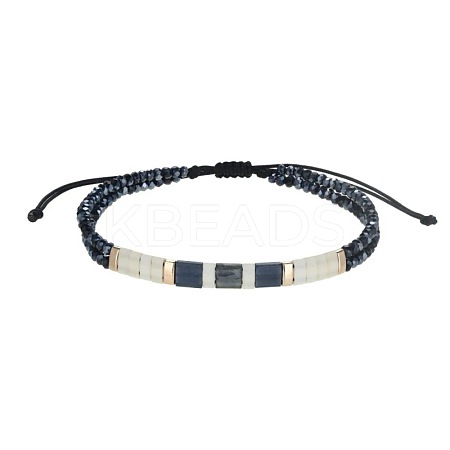 Bohemian Style Glass Seed Bead & Plastic Braided Bead Bracelets QF8968-12-1