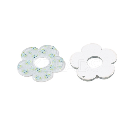 Flower Theme Printed Acrylic Pendants OACR-T028-06B-1