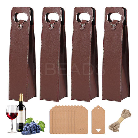 4Pcs PU Leather Single Wine Bottle Tote Carrier Bags CON-CA0001-028A-1