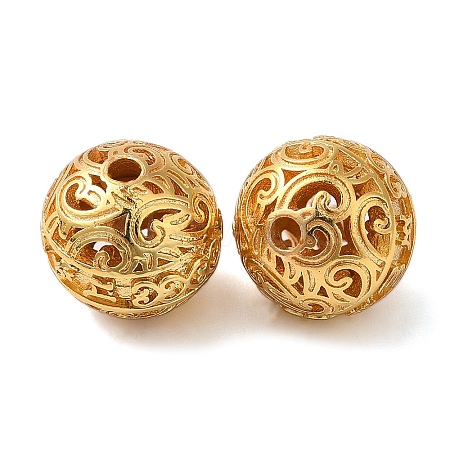 Rack Plating Hollow Brass Beads KK-P276-02C-G-1