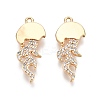 Brass Micro Pave Clear Cubic Zirconia Pnedants KK-C005-13G-2