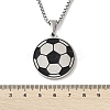 201 Stainless Steel Black Enamel Football Pendant Box Chain Necklaces NJEW-H055-05P-5