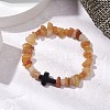 Natural Red Aventurine Chips Stretch Bracelets for Women Men BJEW-JB11341-02-1