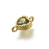 Heart Brass Cubic Zirconia Connector Charms KK-P295-34G-03-2