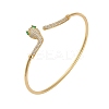 Brass Micro Pave Clear Cubic Zirconia Cuff Bangles for Women LS-BJEW-B145-07G-01-1