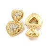 Heart Brass Pave Clear Cubic Zirconia Dangle Stud Earrings EJEW-M258-27G-2