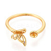 Butterfly Brass Micro Pave Cubic Zirconia Cup Peg Ring Settings KK-N274-11G-2
