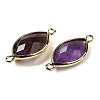 Natural Amethyst Faceted Connector Charms G-K347-03G-05-2