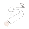Bamboo with Lotus Natural Agate Pendant Necklace NJEW-C018-01P-2