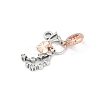 Brass Pendants with Cubic Zirconia European Beads KK-Q015-01M-2