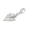 Brass Micro Pave Clear Cubic Zirconia Star European Dangle Charms KK-Z090-02P-2