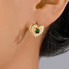 Vintage European Court Heart-shaped Zircon Stud Earrings Party Banquet Accessories. ND2762-2-1