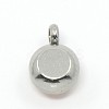 Trendy Original Color 304 Stainless Steel Grade A Rhinestone Flat Round Charm Pendants RB-M030-06E-3