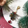 Christmas Tree Glass Seed Beads & Natural Tiger Eye Pendant Decorations HJEW-MZ00075-02-2