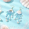 3Pairs Glass & Natural Shell & Non-magnetic Synthetic Hematite Dangle Earrings EJEW-MZ00383-3