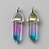 Transparent Glass Double Terminal Pointed Pendants G-WH0016-41K-1