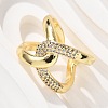 Brass Micro Pave Clear Cubic Zirconia Cuff Rings RJEW-C120-23G-3