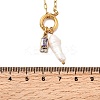 Natural Keshi Pearl Stick & Rectangle Purple Glass Pendant 304 Stainless Steel Paperclip hain Necklaces for Women NJEW-K255-54G-5
