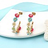 304 Stainless Steel & Bohemian Beaded C-Shaped with Flower Stud Earrings for Women EJEW-R001-03G-01-1