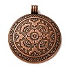 Tibetan Style Flat Round with Flower Alloy Big Pendants LS-TIBEP-Q056-15R-NR-1
