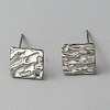 304 Stainless Steel Textured Geometry Stud Earrings Findings with Hole STAS-WH0027-54G-2