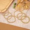 6Pcs Round Brass Beaded Stretch Bracelets for Women BJEW-SW00150-3