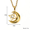 Retro Stainless Steel Clear Cubic Zirconia Moon Pendant Cable Chain Necklaces for Women MU9051-2-1