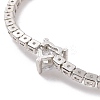 Clear Cubic Zirconia Tennis Bracelet with Heart BJEW-E015-03P-3