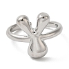 Initials Brass Open Cuff Ring for Women RJEW-N046-02Y-P-2
