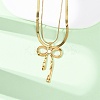 304 Stainless Steel Bowknot Pendant Double Layer Necklaces for Women NJEW-Z108-01G-1