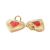 Heart Brass Enamel Pendants X-KK-G435-07G-01-3