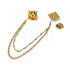 304 Stainless Steel & Dyed Stone Rhombus Hanging Chain Brooch JEWB-S021-01G-01-3