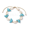Natural Mixed Cowrie Shell with Synthetic Turquoise Beaded Anklets AJEW-AN00596-03-1