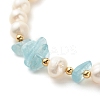 Natural Aquamarine Chip Beaded Bracelet BJEW-TA00032-04-5