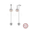 925 Sterling Silver Round Tassel Stud Earrings EJEW-D326-03P-2