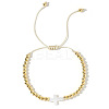 Fashionable European and American Brass Bead & Shell Cross Braided Bead Bracelets for Women FN7099-1