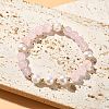 Natural Rose Quartz & Pearl Beaded Stretch Bracelet for Women BJEW-JB09384-02-4