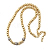 Brass Micro Pave Clear Cubic Zirconia Round Beaded Necklaces for Women NJEW-K392-17G-4