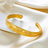 12MM 304 Stainless Steel Lotus Flower Cuff Bangles for Women LS-BJEW-P359-01G-1