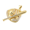 Sports Theme Brass Micro Pave Clear Cubic Zirconia Pendants KK-Z150-21G-02-2