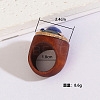 Flat Round Wood & Resin & Natural Sodalite Finger Rings FS-WG75D49-04-2