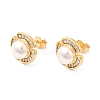 Flower Brass Micro Pave Clear Cubic Zirconia Stud Earrings EJEW-A135-22G-4